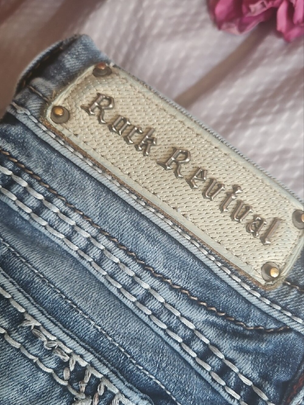 Rock Revival Women's Light Blue Barby Ankle Skinny Jeans Fleur Sz26 *flawed - Picture 2 of 16